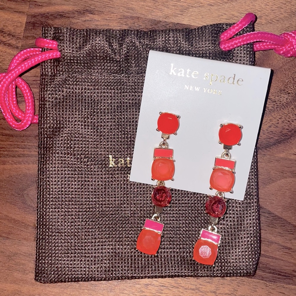 🚨RARE🚨 Kate Spade Jewel Cushion Dangle Earrings Y2K Preppy Glam Dopamine